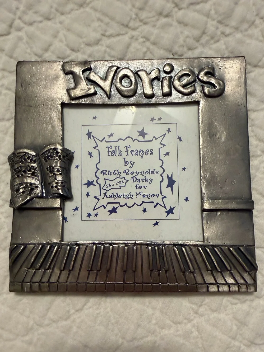 1997 pewter Piano Ivories picture Folk Frame USA